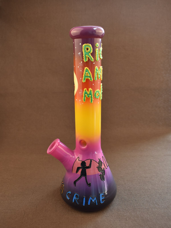 10″ Glow in the dark cartoon pattern glass bong glass pipe