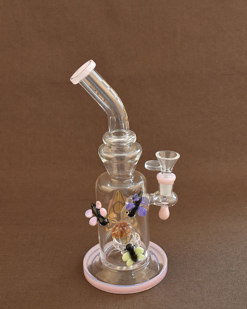 Pink Dragonfly Bong Dab Rig With Quartz Banger Or 14mm Flower Bowl