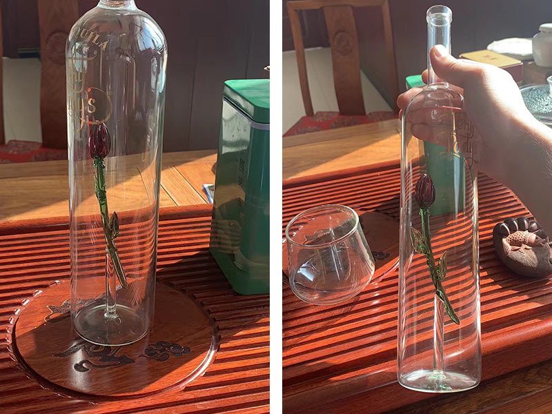 Manufacturer custom export glass wine bottle red wine bottle glass welding art